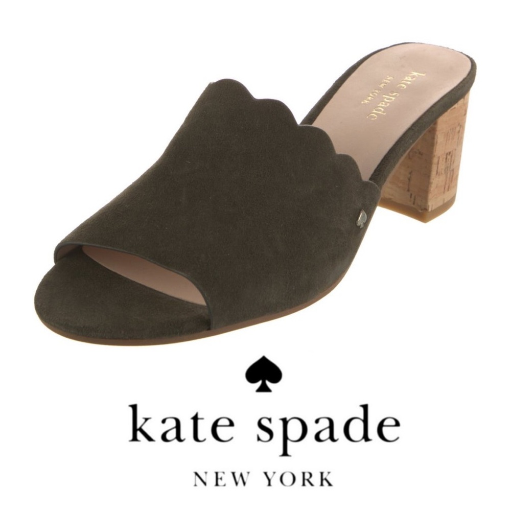 Kate Spade Suede Scalloped Accent Slides